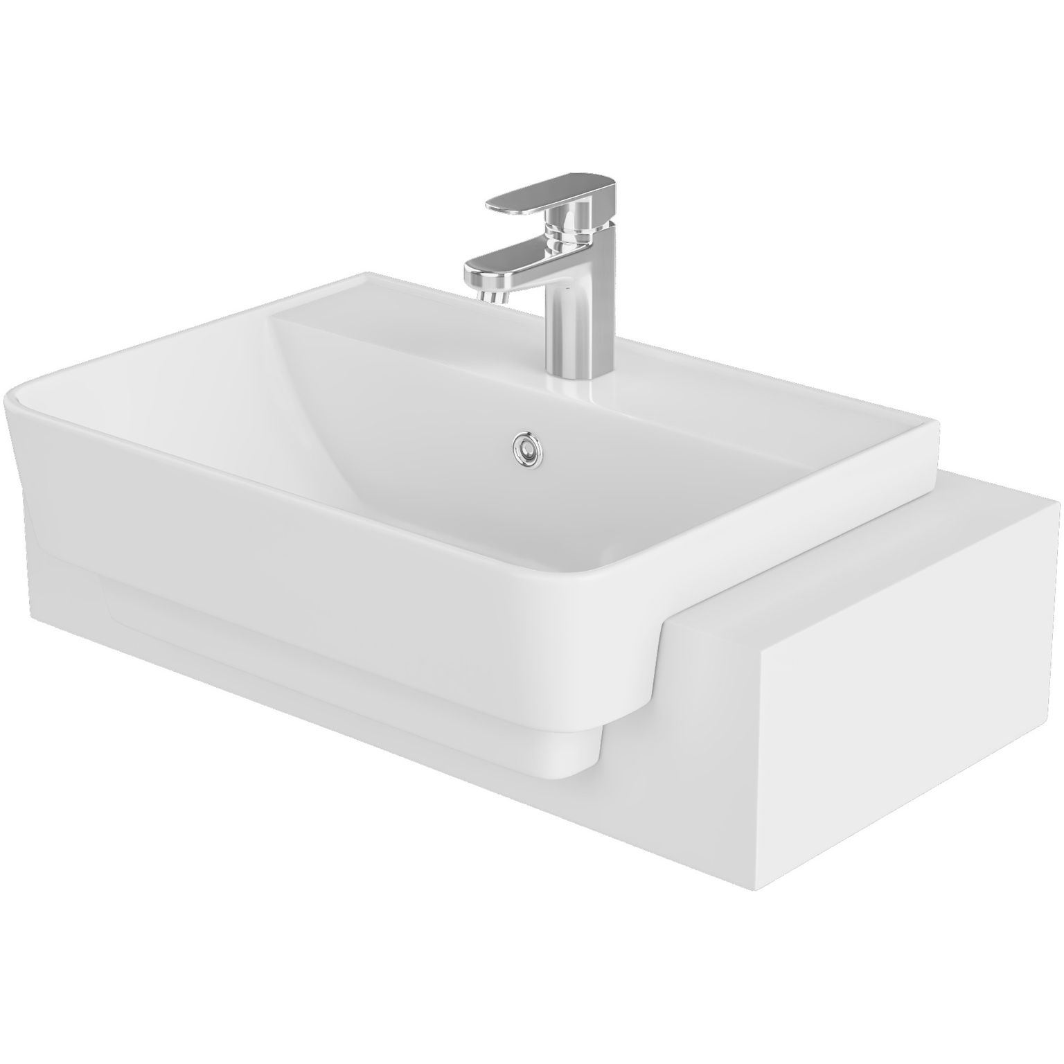 Lecico Zara Square Semi-Recessed Countertop Basin - 450mm